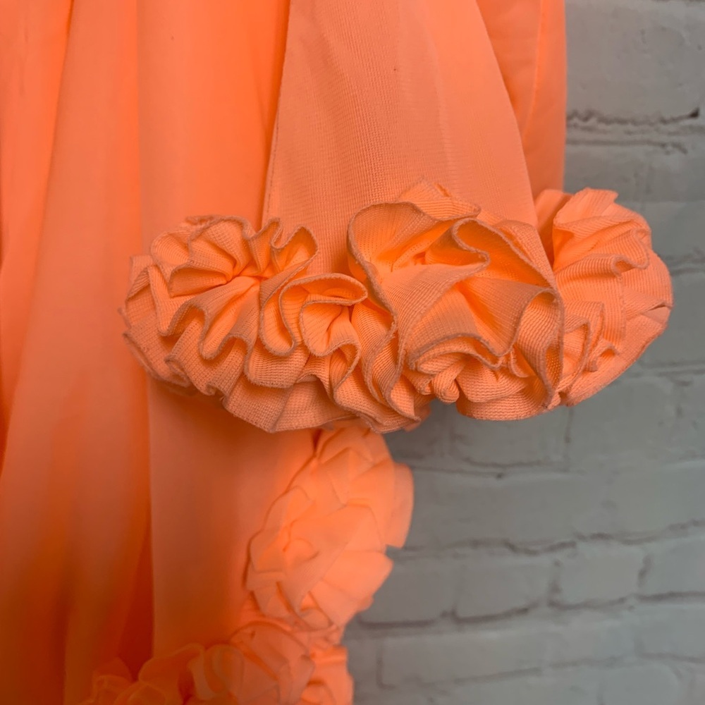 Vintage MCM Madmen Elegant Orange Sleeveless Peignoir Night Gown Size M USA - Picture 4 of 5